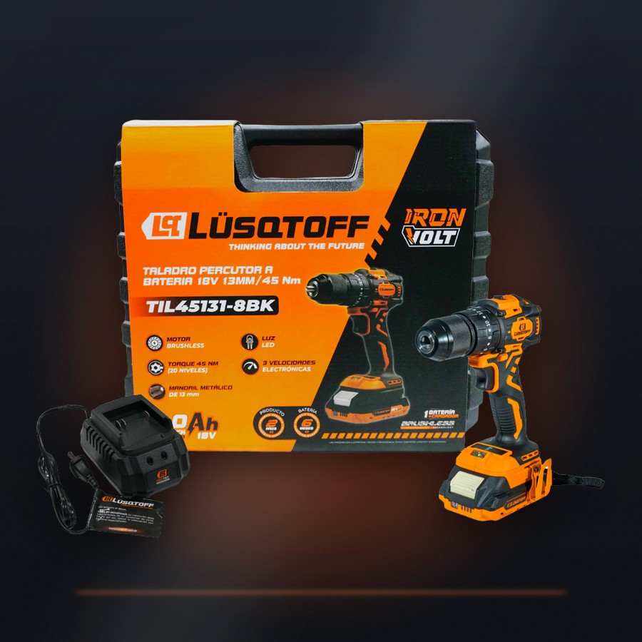 Kit Completo - Taladro Lüsqtoff TIL45131-8BK con maletín y batería